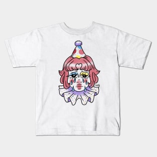 crying girl clown with pink hair Kids T-Shirt